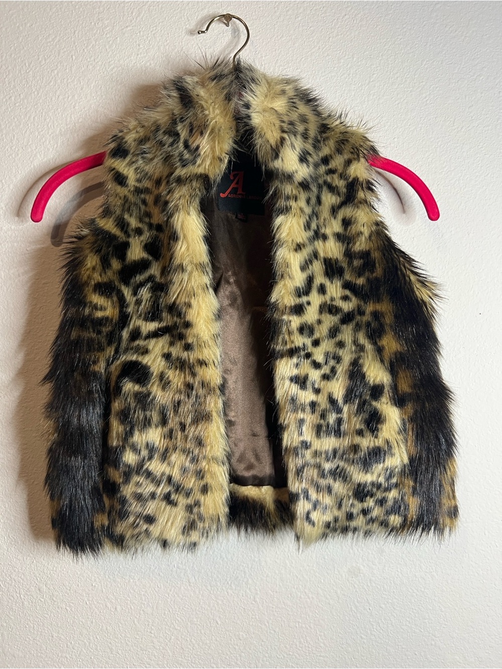 Adrienne Landau Little Girls Faux Fur Leopard Vest - Tan, black Size 4